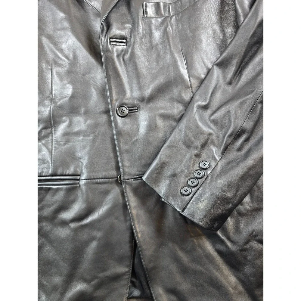 Ralph Lauren Leather Blazer Mens 40R Black Lambskin Soft! Sport Coat Vintage
